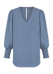 Cleo V Neck Shirred Cuff Top 1803WZ