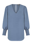 Cleo V Neck Shirred Cuff Top 1803WZ