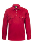 LIGHTWEIGHT LS 1/2 PLACKET COTTON DRILL SHIRT WITH CONTRAST BUTTONS WS3029