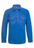 LIGHTWEIGHT LS 1/2 PLACKET COTTON DRILL SHIRT WITH CONTRAST BUTTONS WS3029