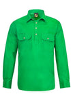LIGHTWEIGHT LS 1/2 PLACKET COTTON DRILL SHIRT WITH CONTRAST BUTTONS WS3029
