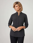 City Stretch Spot Hi-Lo 3/4 Sleeve Blouse