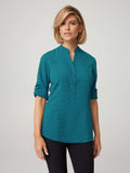 City Stretch Spot Hi-Lo 3/4 Sleeve Blouse