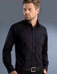 Mens-poplin-black-long-sleeve-slim-fit