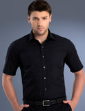 Mens-poplin-black-short-sleeve-slim-fit-