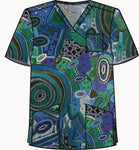 WARLU INDIGENOUS PRINT SCRUB TOP