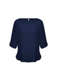 ladies-madison-boatneck-blouse-rolled-sleeve-navy