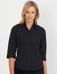 ladies-fine-stripe-3q-sleeve-semi-tailored