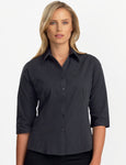 ladies-jk-semi-tailored-fit-charcoal-dark-stripe-blouse-3-4-sleeve
