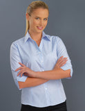 ladies-mini-check-semi-tailored-3-4-sleeve-blouse-blue