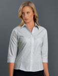 ladies-mini-check-semi-tailored-3-4-sleeve-blouse-grey