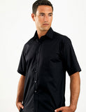 mens-black-self-stripe-short-sleeve-business-shirt