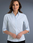 ladies-mini-check-slim-fit-blue-3q-sleeve