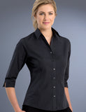ladies-jk-slim-fit-charcoal-dark-stripe-blouse-3-4-sleeve