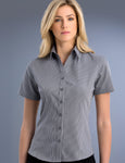 ladies-pinstripe-slim-fit-short-sleeve-blouse