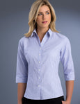 ladies-dobby-stripe-slim-fit-3q-sleeve-blue-uv-fabric