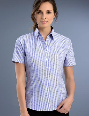 ladies-dobby-stripe-slim-fit-ss-sleeve-blue-uv-fabric