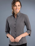 ladies-small-check-charcoal-3-4-sleeve-slim-fit