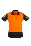 womens-hi-vis-industrial-polo-orange-black-short-sleeve-front