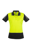 womens-hi-vis-industrial-polo-yellow-black-short-sleeve-front