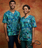 WARLU INDIGENOUS PRINT SCRUB TOP