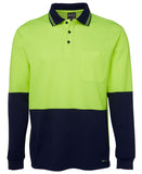 Hi Vis Long Sleeve Cotton Back Polo